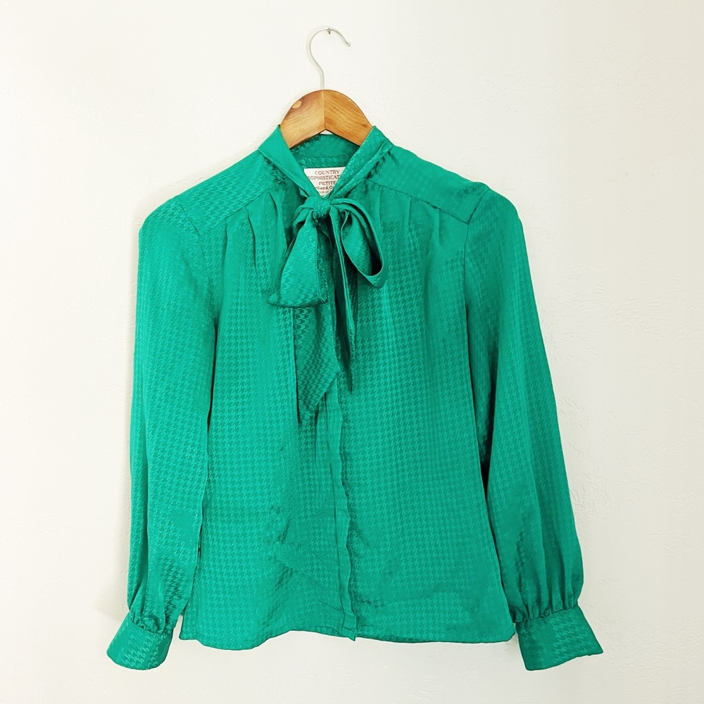 Vintage Pendleton Silky Bow Blouse